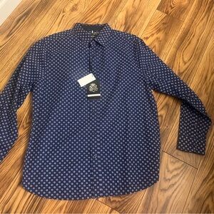 Sold English Laundry Navy Button-Down Shirt with White Micro Print Men’s size L